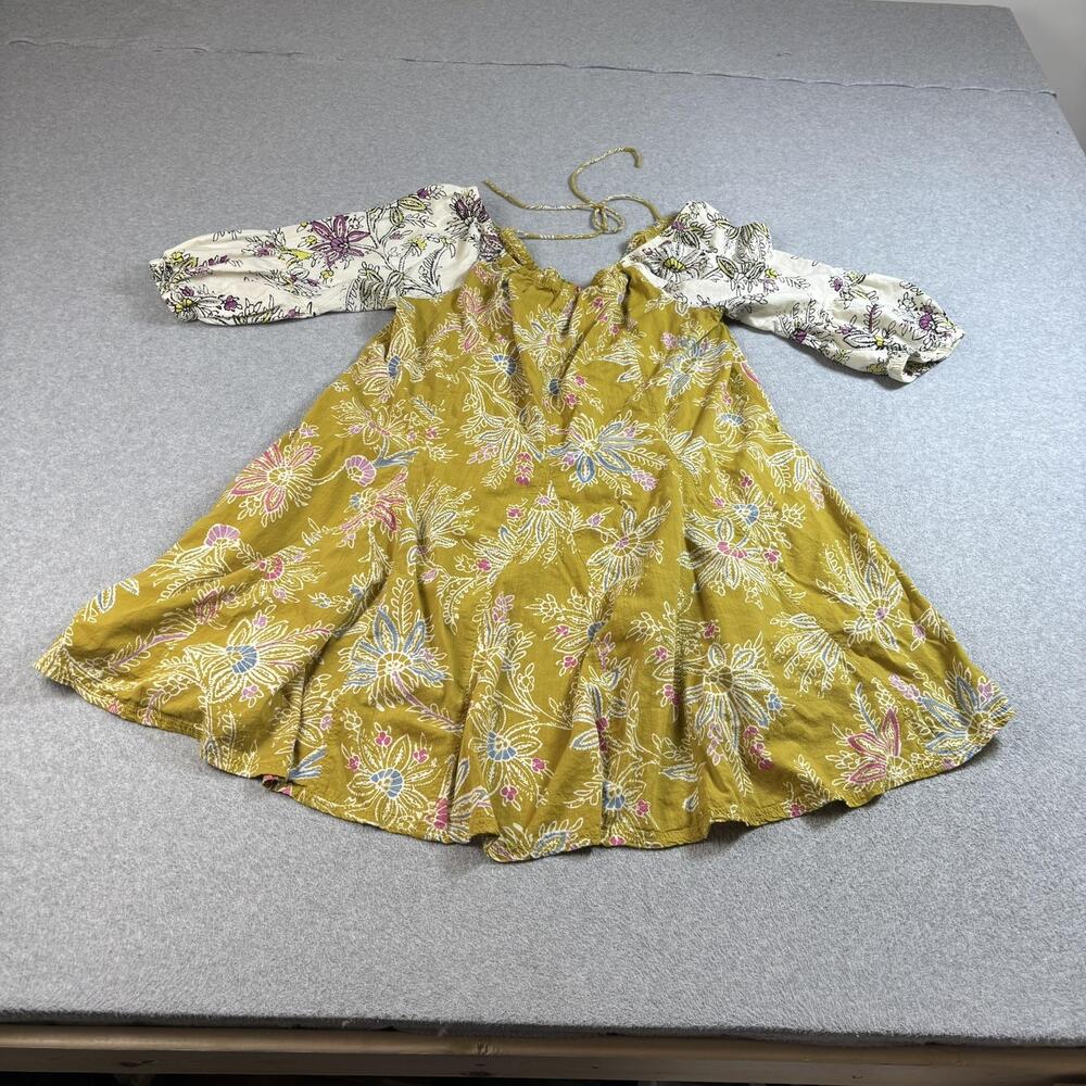 Daily Practice Dress Women Large Yellow Floral Tunic Peasant Lagenlook Coastal